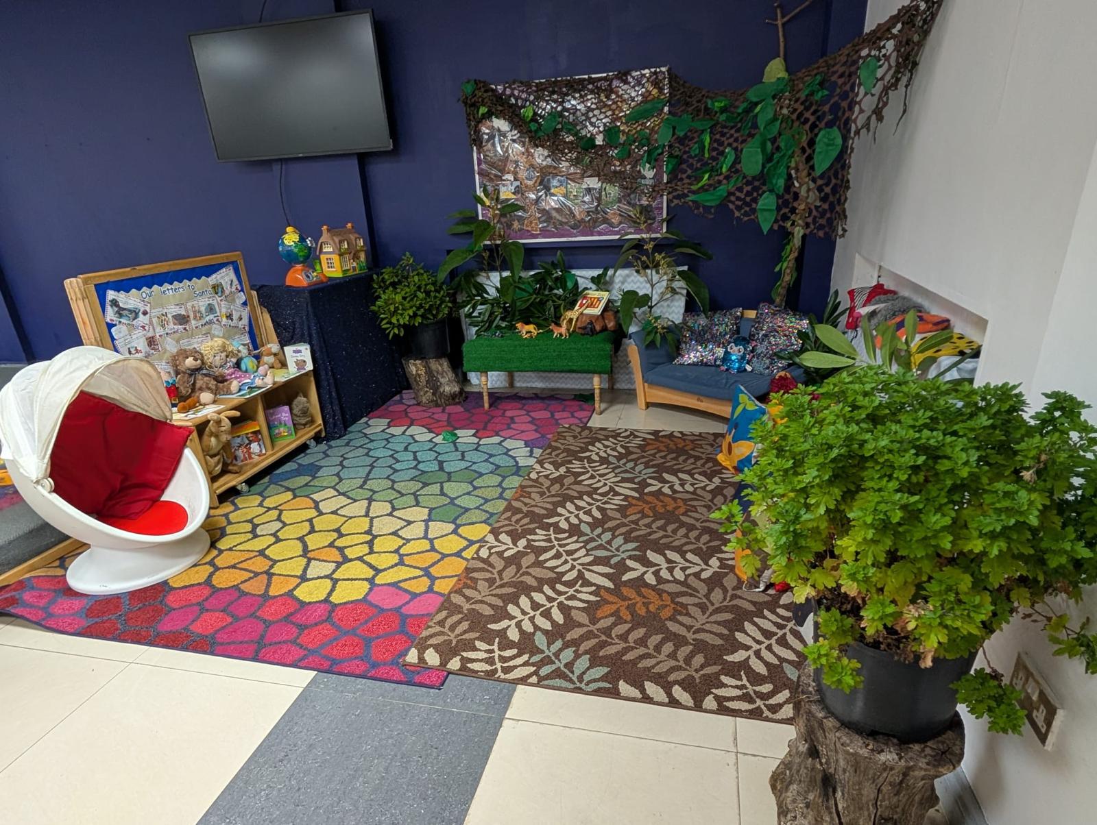 Home corner with baby care activities