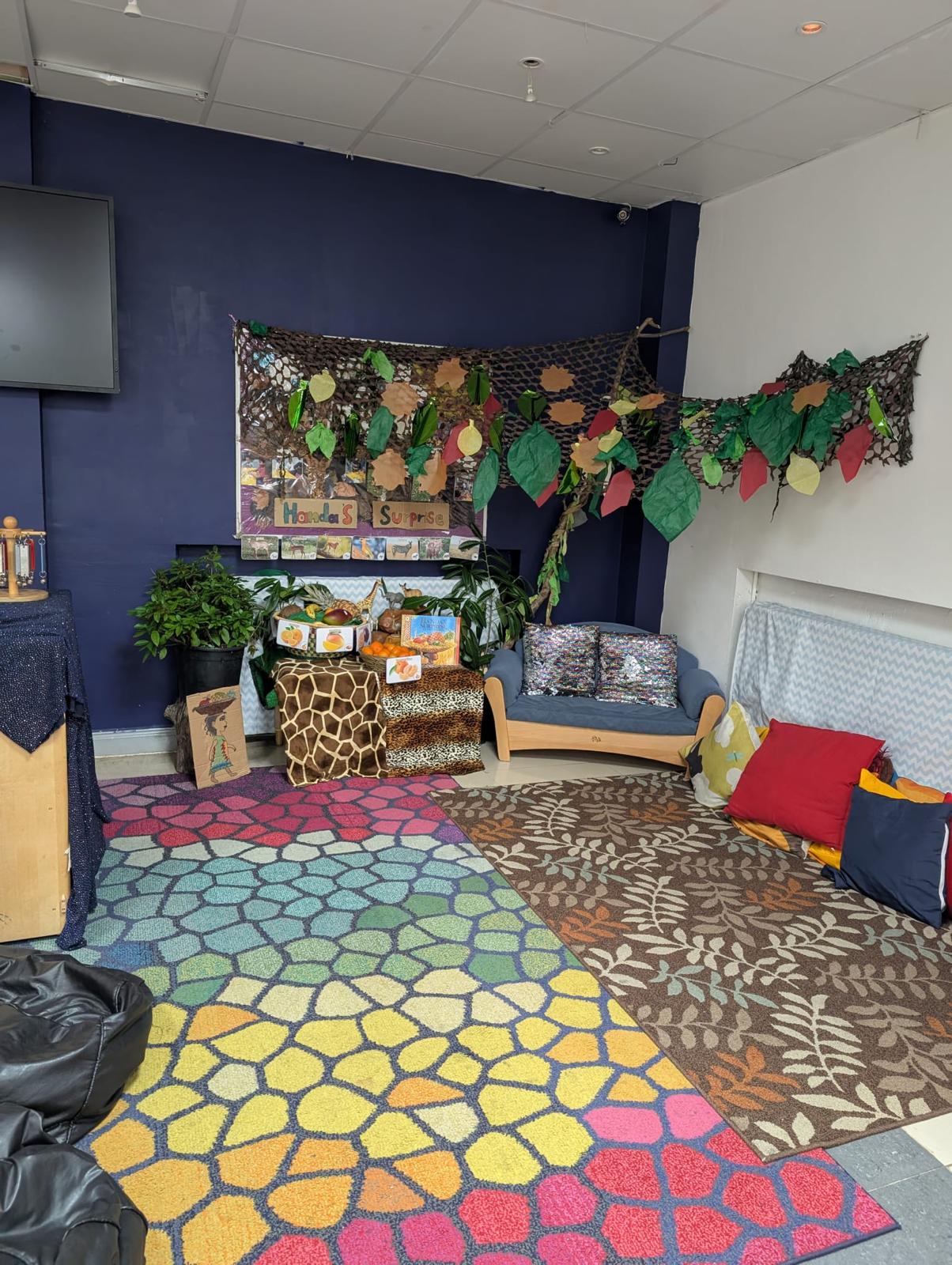 Jungle-themed reading corner